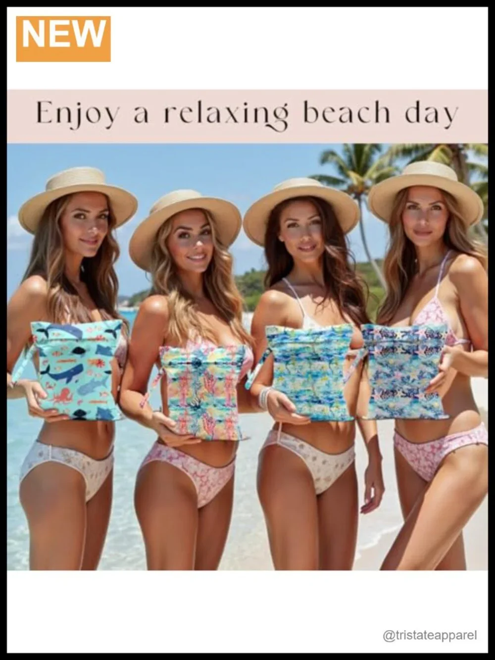 4 Pack Wet Dry Bags for Swimsuit, Beach Travel, Toiletries, Gym, Diaper - Ocean